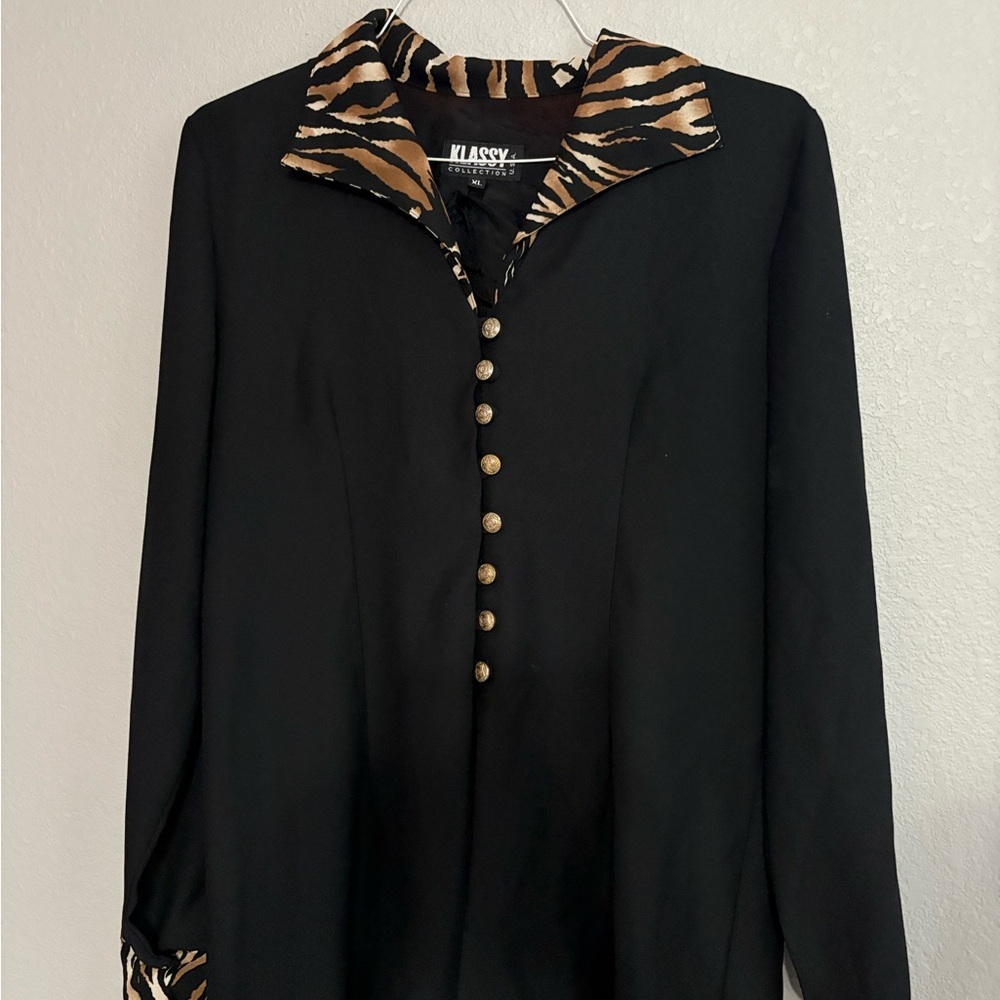 Black Button Down Shirt with Brown Accents